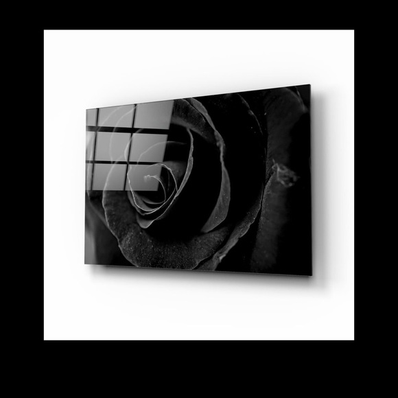 Black rose tempered glass printing wall art. - Picture 3 of 3